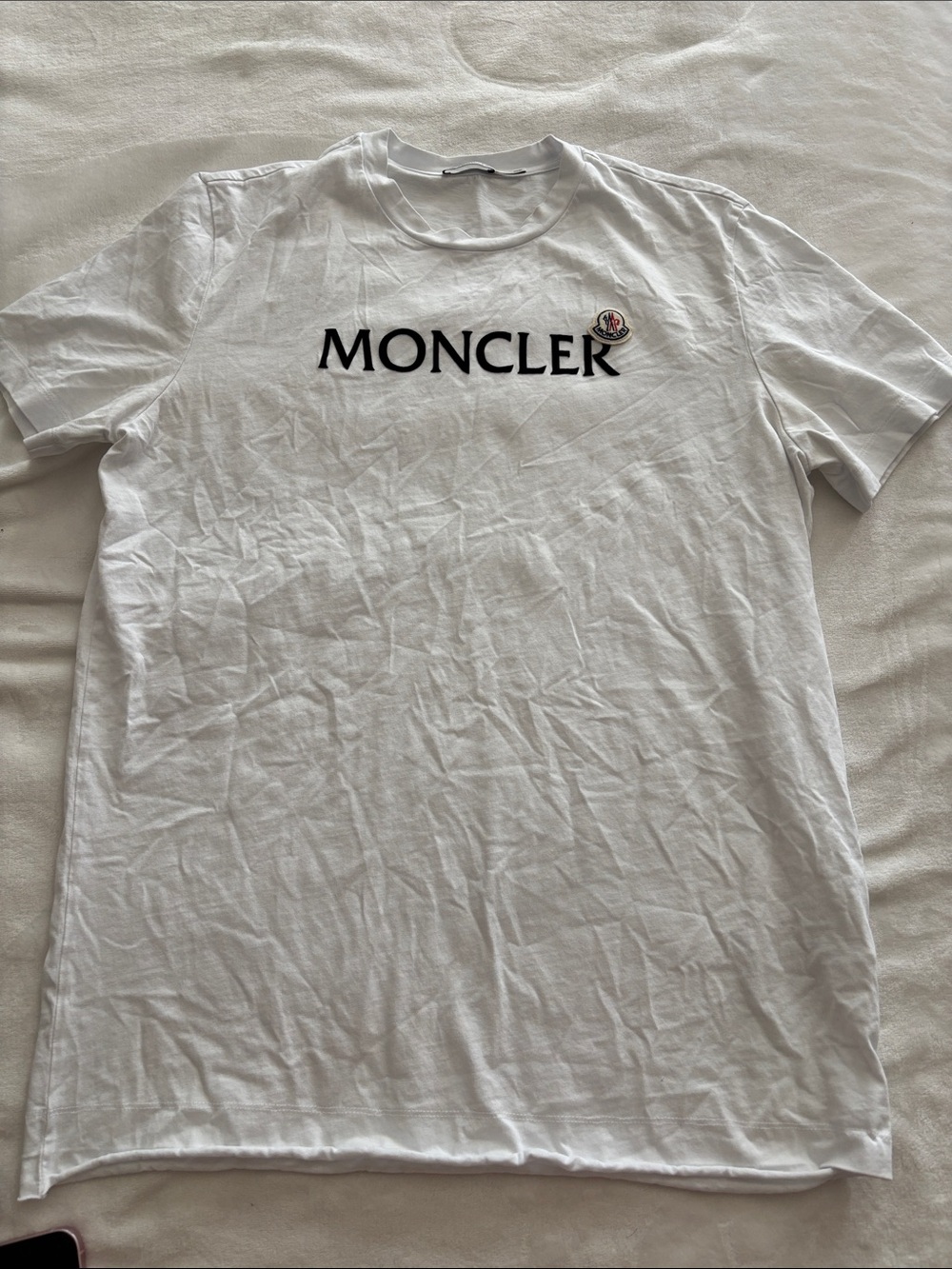 Moncler XL White Short-Sleeve Logo Tee